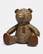 COACH®,COLLECTIBLE BEAR IN SIGNATURE CANVAS,X-Large,Gold/Khaki Saddle,Front View