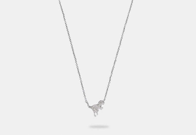 COACH®,PAVÉ REXY PENDANT NECKLACE,Plated Brass,Silver,Front View