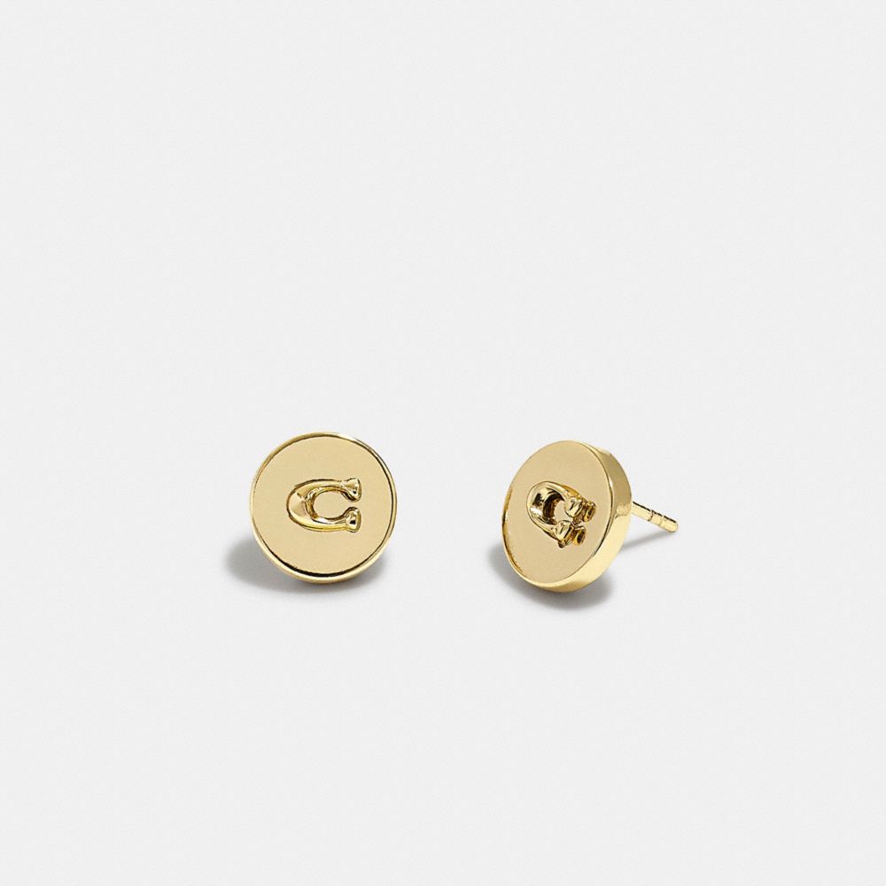 COACH Signature Disc Stud Earrings