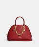 COACH®,KATY SATCHEL,Crossgrain Leather,Medium,Gold/Red Apple,Front View