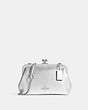 COACH®,NORA KISSLOCK CROSSBODY,Pebbled Leather,Small,Silver/Metallic Silver,Front View