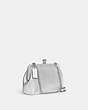 COACH®,NORA KISSLOCK CROSSBODY,Pebbled Leather,Small,Silver/Metallic Silver,Angle View