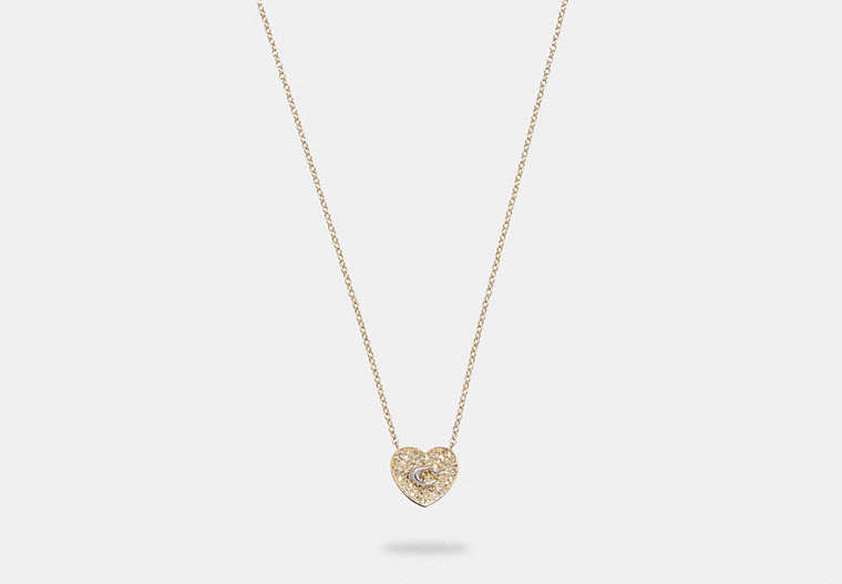 COACH®,PEGGED SIGNATURE HEART NECKLACE,Plated Brass,Gold/Silver,Front View