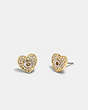COACH®,PEGGED SIGNATURE HEART STUD EARRINGS,Plated Brass,Mini,Gold/Silver,Front View