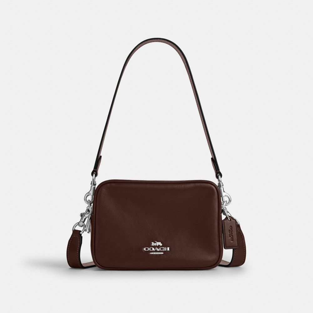 COACH®,Mini Carey Crossbody Bag,Recycled Polyester,Leather,Crossbody,Logo,Metal,Casual,Brown,Front View