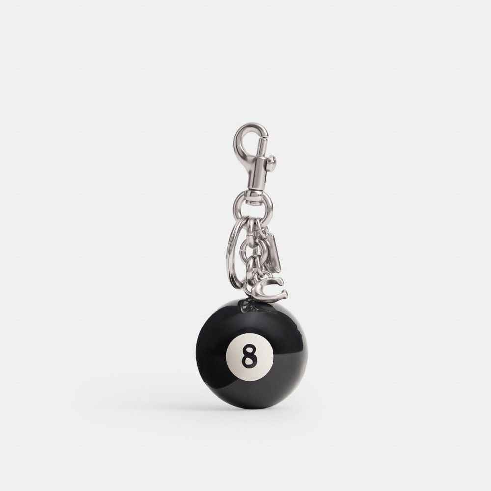 COACH®,Eight Ball Bag Charm,Black,Front View
