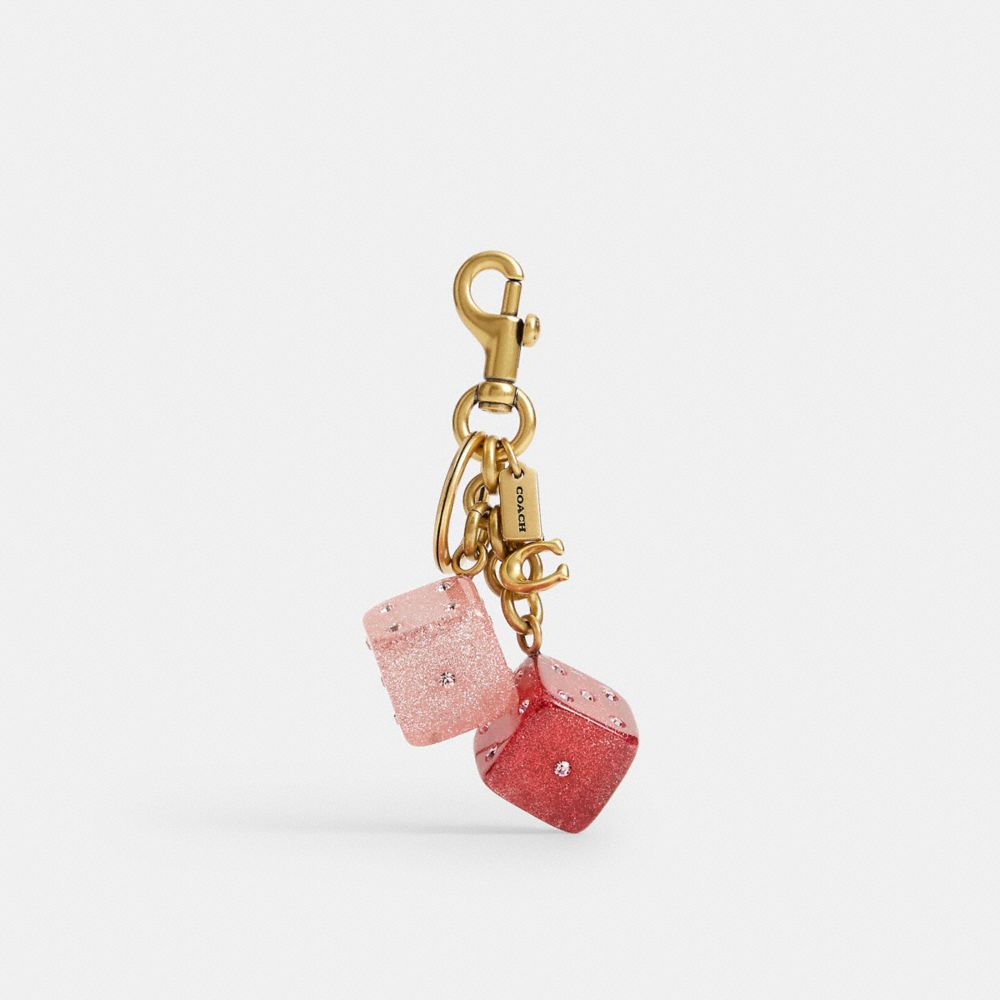 COACH®,Dice Bag Charm,Pink,Front View