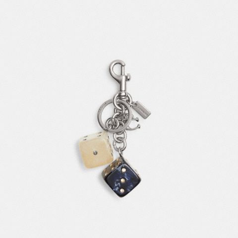 Женский брелок Coach Dice Bag Charm, цвет: Состаренный золотой / Серебряный чёрный разноцветный