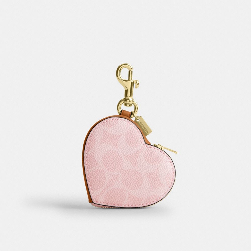 COACH®,Heart Bag Charm In Signature Canvas,,Front View