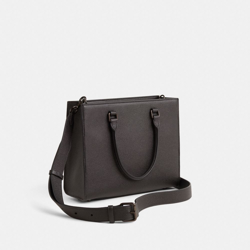 COACH®,Restored Tote With Signature Canvas,Black,Angle View