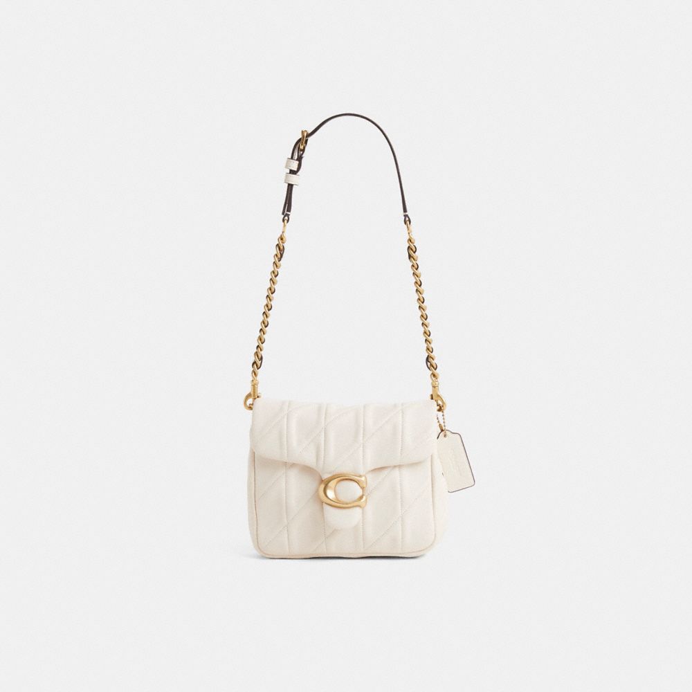 COACH®,Restored Times Square Tabby Shoulder Bag With Quilting,Leather,Crossbody,Logo,Metal,Gold Metal,Day Party,,Front View
