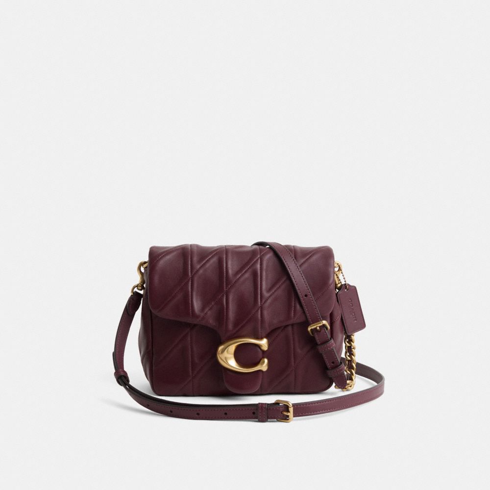 COACH®,Restored Times Square Tabby Shoulder Bag With Quilting,Leather,Crossbody,Logo,Metal,Gold Metal,Day Party,,Front View