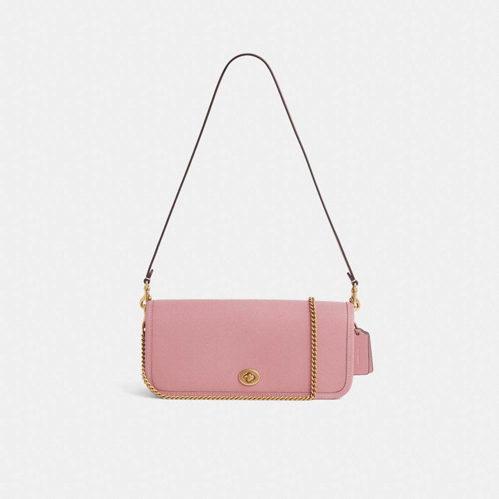 COACH®,Restored Dinky Bag,Leather,Shoulder Bag,Logo,Gold Metal,Day Party,Pink,Front View