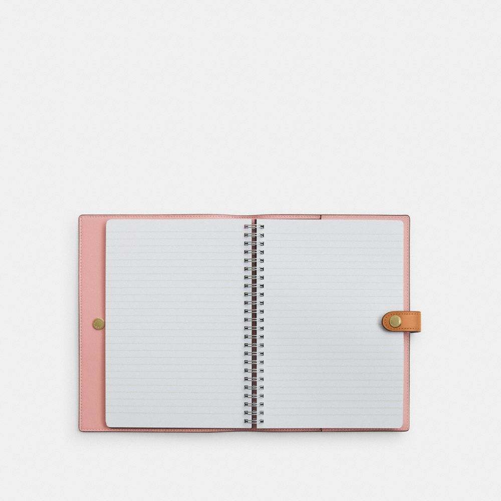 COACH®,Notebook In Signature Canvas,Pink,Inside View,Top View