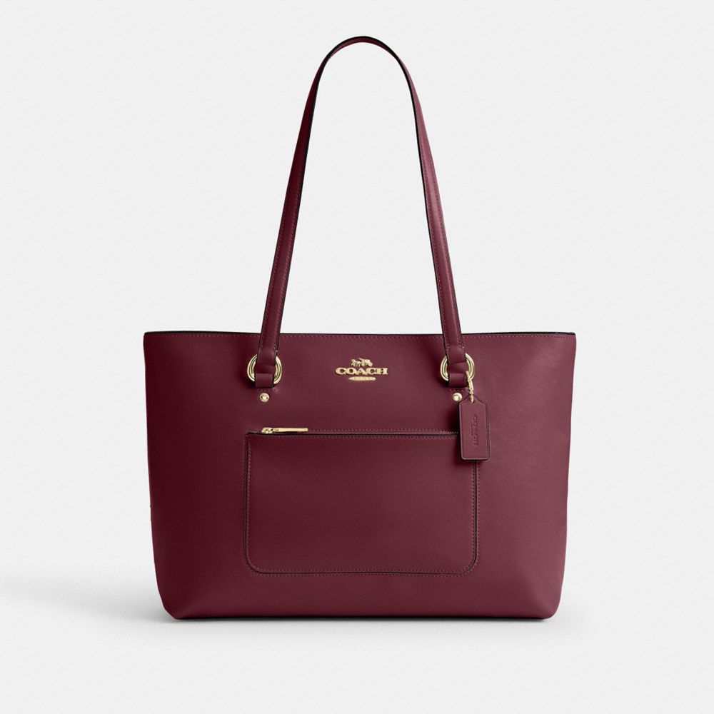 COACH®,Station Tote Bag,Recycled Polyester,Leather,Tote,Metal,Logo,Gold Metal,Work,,Front View