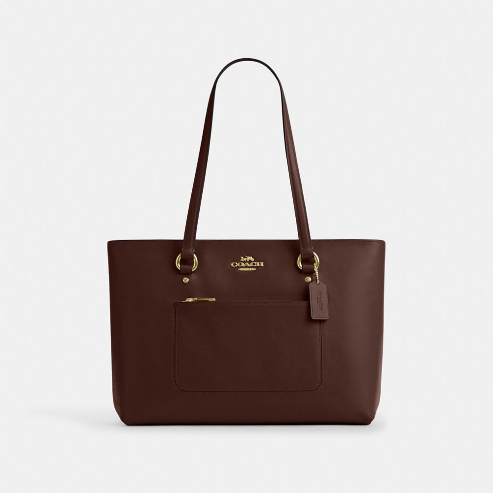 COACH®,Cuir froissé,Or/érable,Front View
