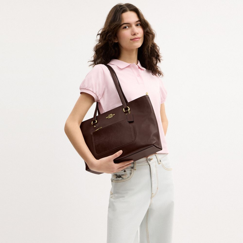 COACH®,Cuir froissé,Or/érable,Detail View