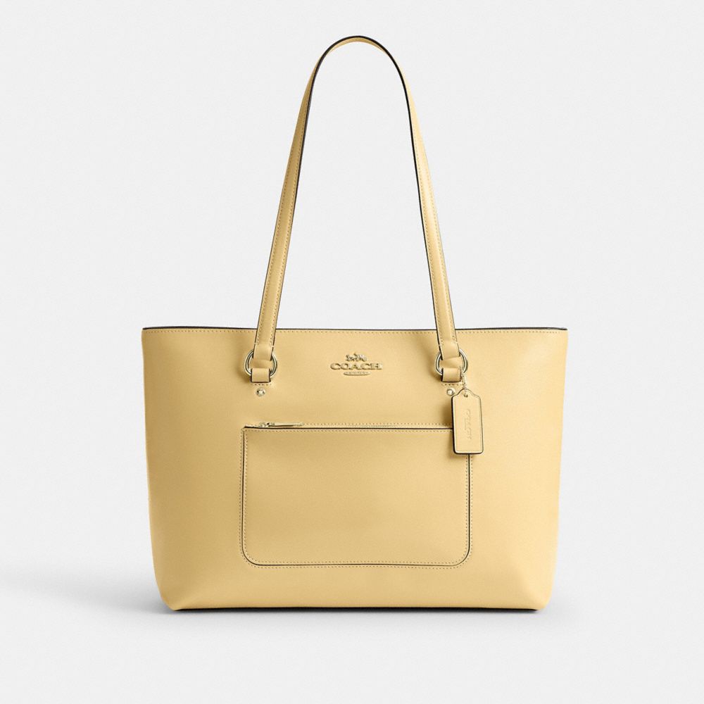 COACH®,Cuir froissé,Or/Vanille,Front View