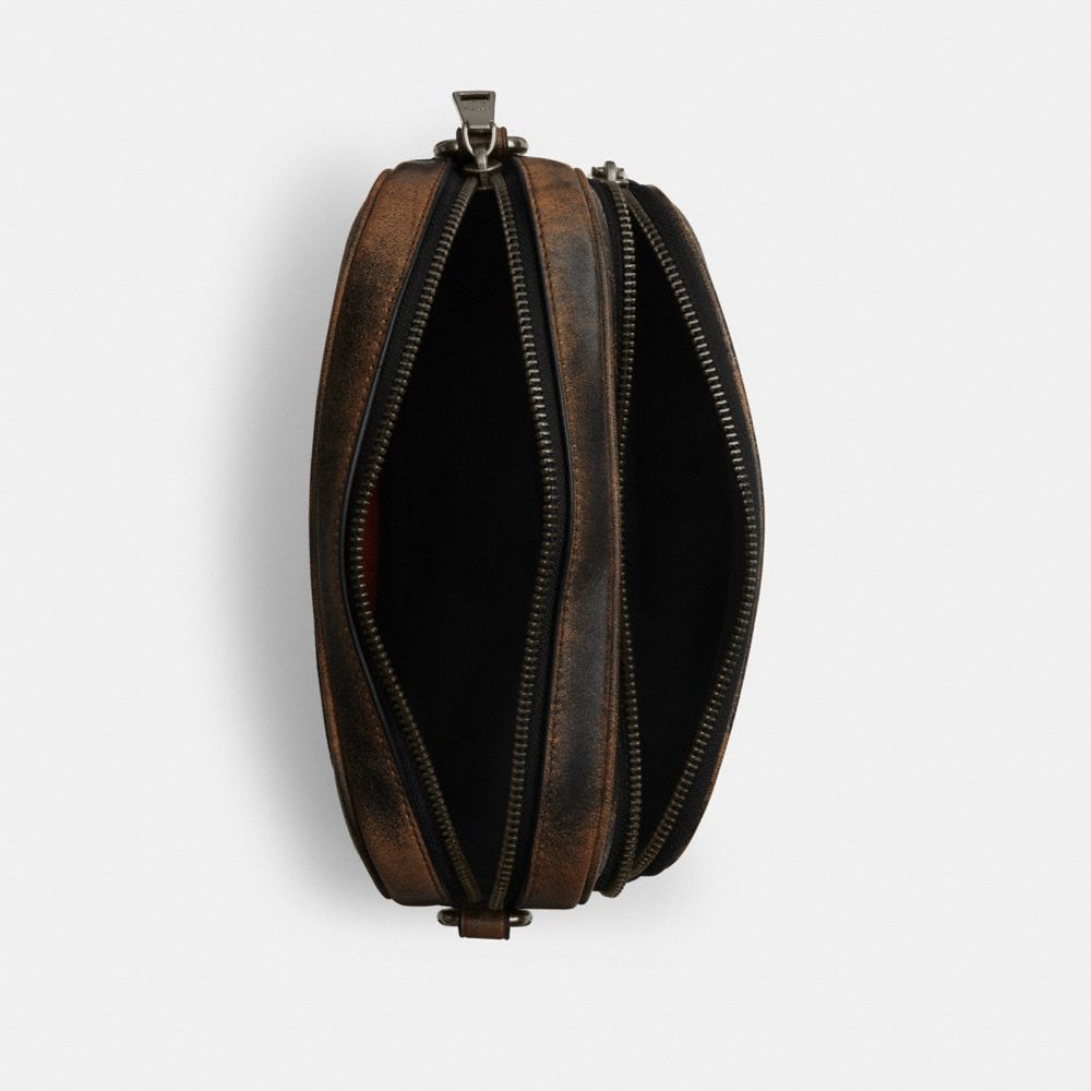 COACH®,Finlay Crossbody Bag In Loved Signature Canvas,Recycled Polyester,Leather,Canvas,Crossbody,Logo,Casual,Multi Color,Inside View,Top View