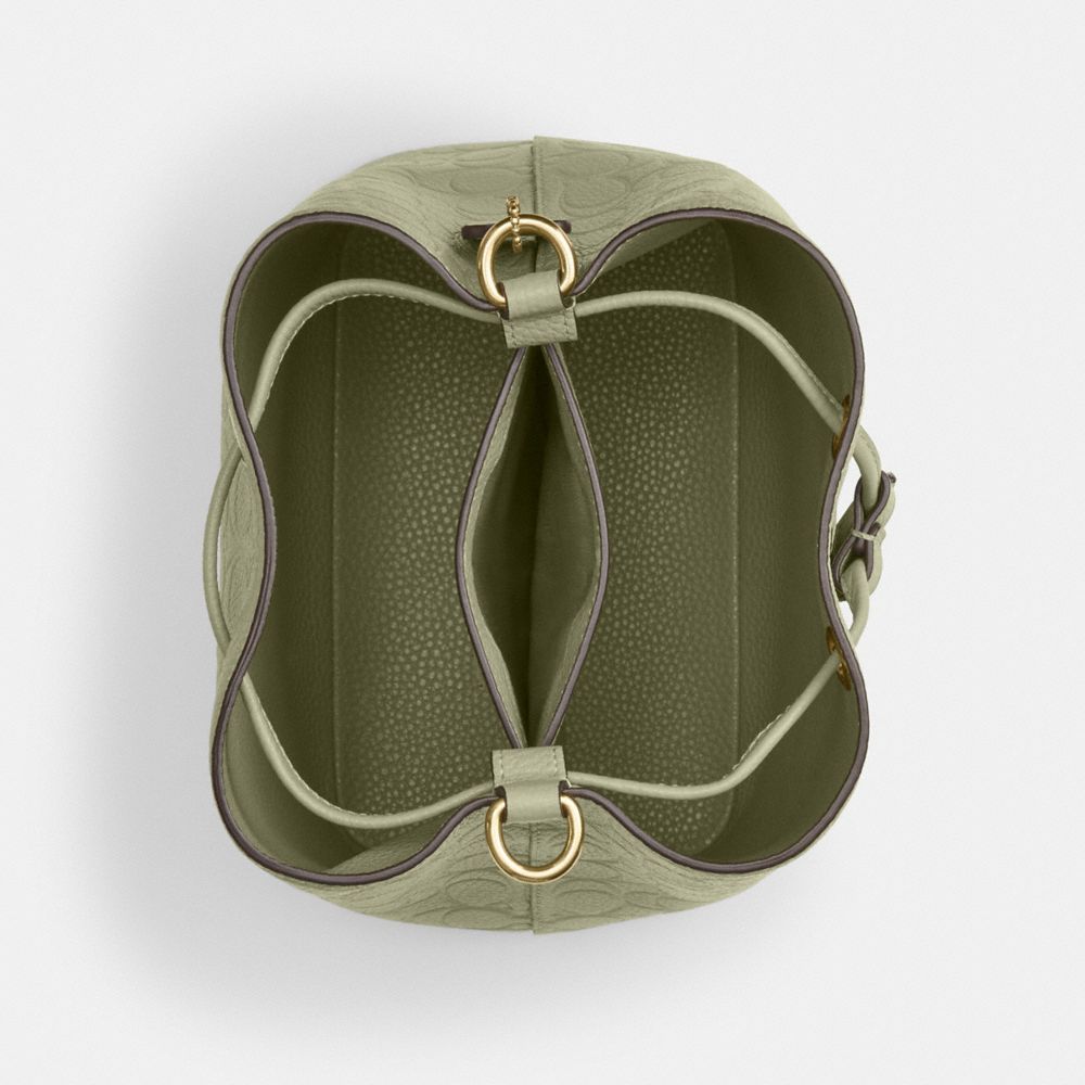 COACH®,Rowan Bucket Bag In Signature Leather,,Inside View,Top View