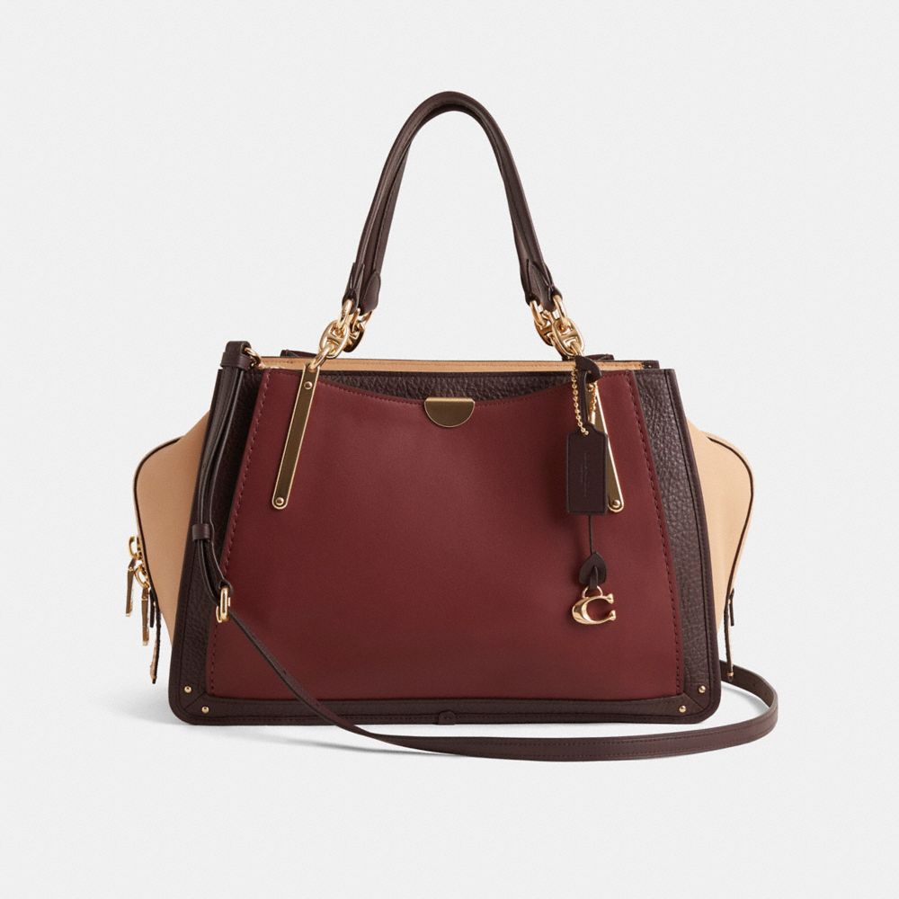 COACH®,Restored Dreamer 36 In Colorblock,Suede,Leather,Tote,Metal,Logo,Gunmetal,Casual,Work,,Front View