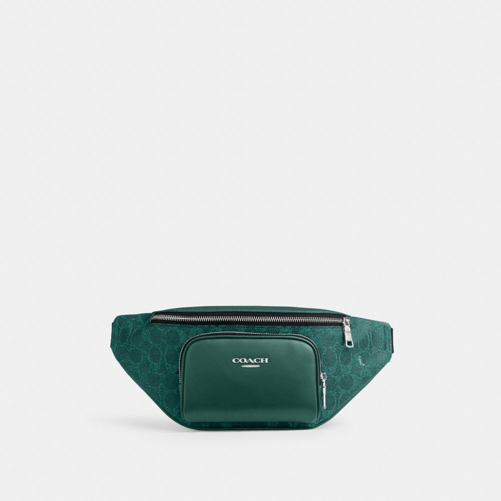 COACH®,Racer Small Belt Bag In Signature Canvas,,Front View