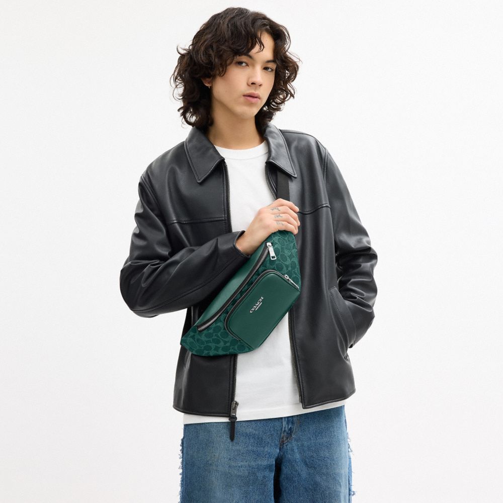 COACH®,Racer Small Belt Bag In Signature Canvas,,Detail View