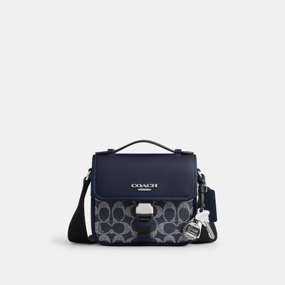 COACH®,Racer Crossbody Bag In Signature Canvas With Charms,,Front View