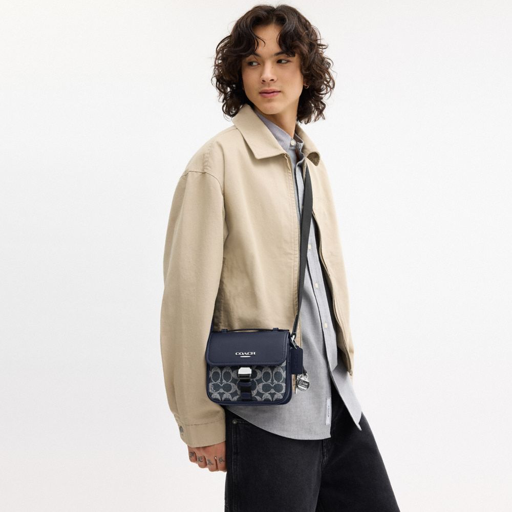 COACH®,Racer Crossbody Bag In Signature Canvas With Charms,,Detail View