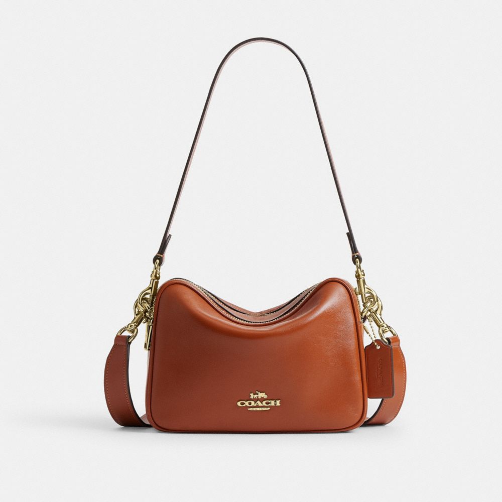 COACH®,Carey Crossbody Bag,Leather,Recycled Polyester,Camera Bag,Logo,Metal,Lined,Adjustable,Gold Metal,Casual,,Front View