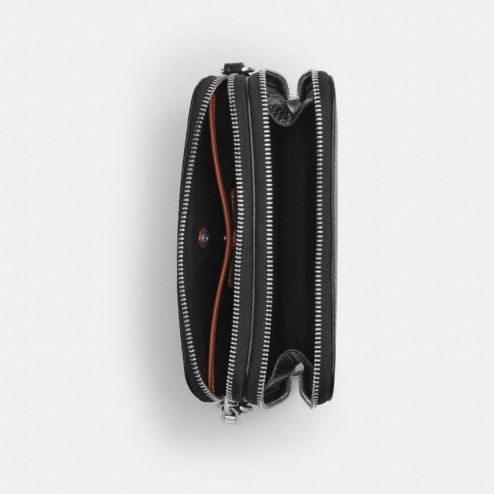 COACH®,Clinton Crossbody Bag,Recycled Polyester,Lining Polyester,Leather,Crossbody,Pendant,Sustainable,Lined,Compact,Adjus...,Black,Inside View,Top View