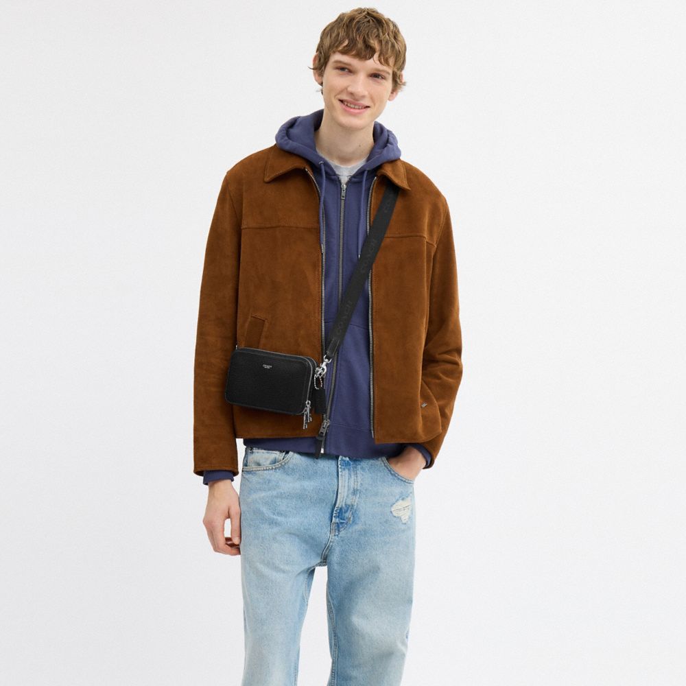 COACH®,Clinton Crossbody Bag,Recycled Polyester,Lining Polyester,Leather,Crossbody,Pendant,Sustainable,Lined,Compact,Adjus...,Black,Detail View