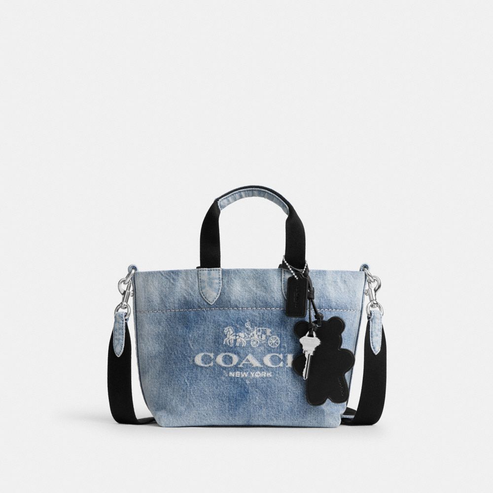 COACH®,Mini Tour Tote Bag In Loved Denim,,Front View
