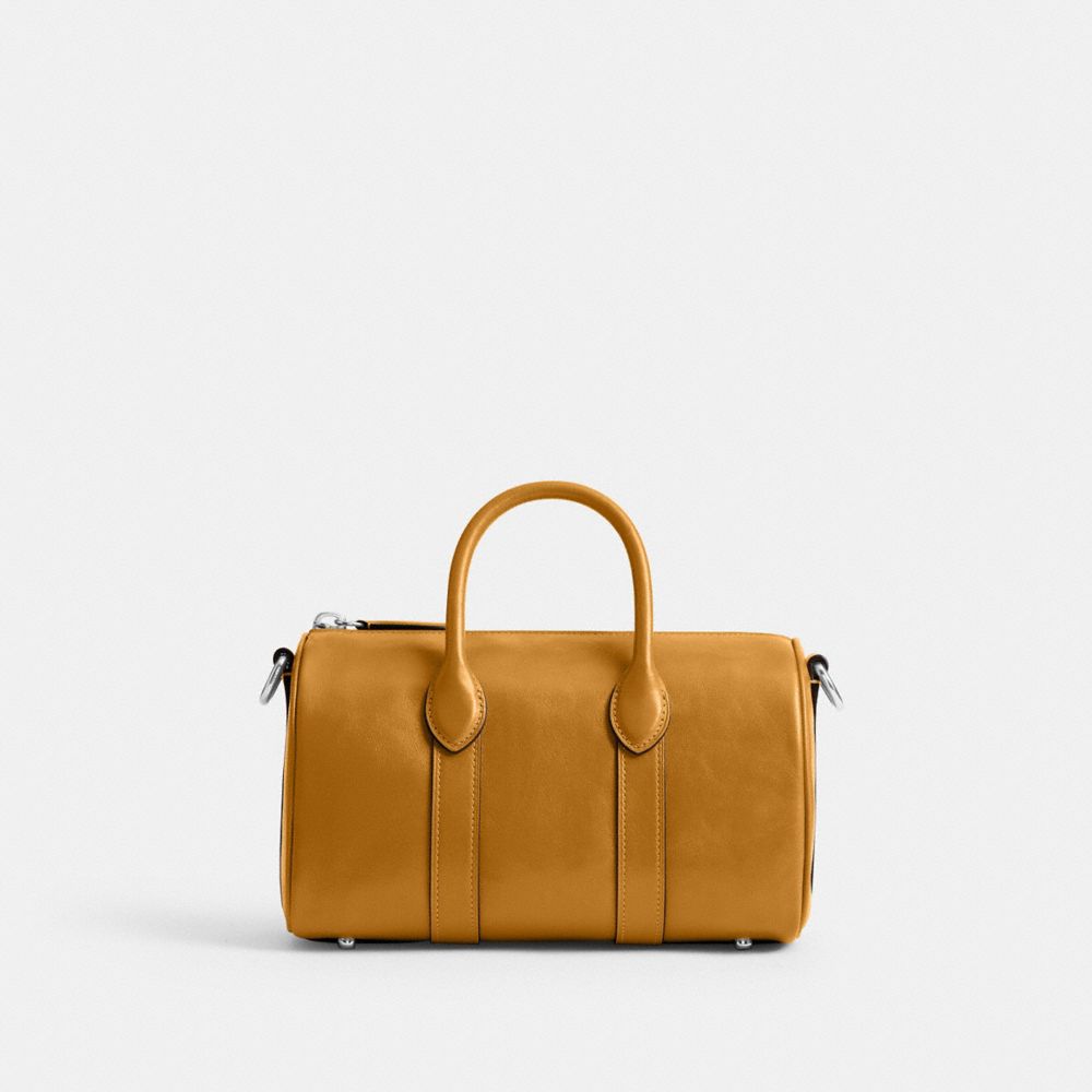 COACH®,Compass Bag 25,Leather,Recycled Polyester,Bowler Bag,Metal Material,Pendant,Adjustable,Silver Metal,Mustard,Back View