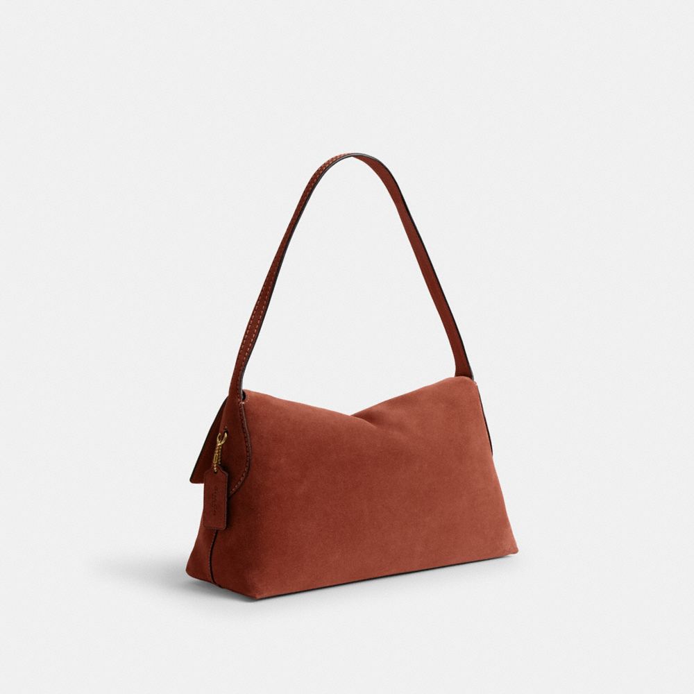 COACH®,Chelsea Shoulder Bag 36,Leather,Suede,Shoulder Bag,Metal Material,Pendant,Lined,Brass,Casual,Brown,Angle View