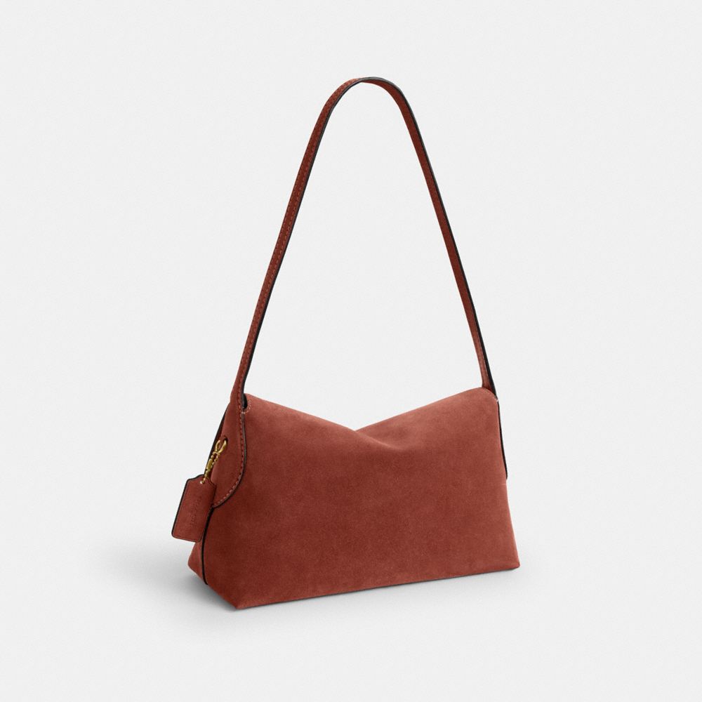 COACH®,Chelsea Shoulder Bag 30,Leather,Suede,Shoulder Bag,Pendant,Lined,Brass,Casual,Brown,Angle View