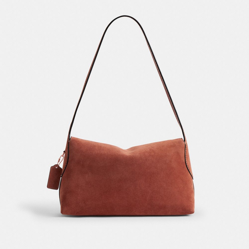 COACH®,Chelsea Shoulder Bag 30,Leather,Suede,Shoulder Bag,Pendant,Lined,Brass,Casual,Brown,Back View