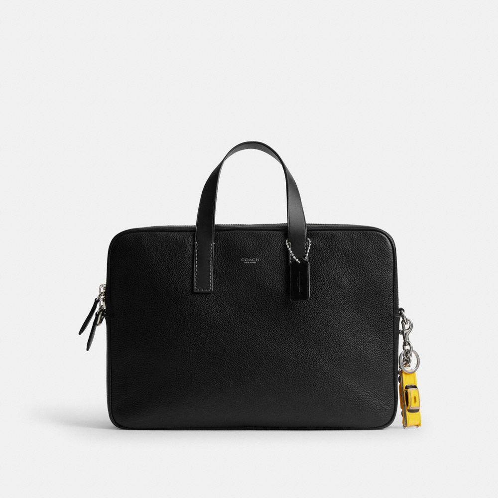 COACH®,Taxi Bag Charm,Bag Charm,Plastic,Key Ring,Silver Metal,Yellow,Angle View