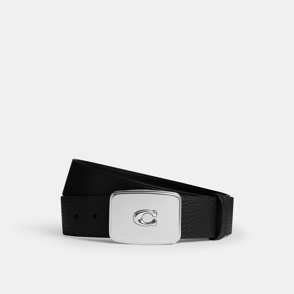 COACH®,プラーク バックル ベルト・38MM,ファッション雑貨,ﾌﾞﾗｯｸ/ﾌﾞﾗｯｸ