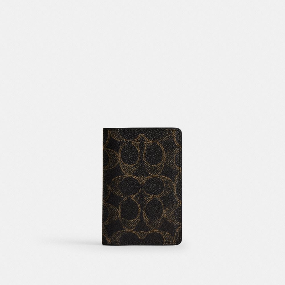 COACH®,Id Card Wallet In Loved Signature Canvas,Black,Front View