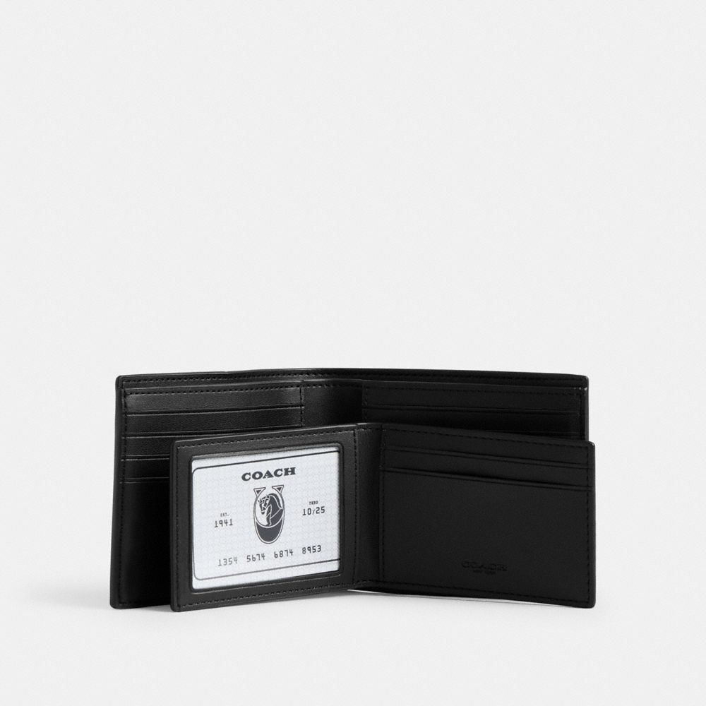 COACH®,3-In-1 Wallet In Loved Signature Canvas,Canvas,Bi Fold,Logo,Casual,Black,Interior View