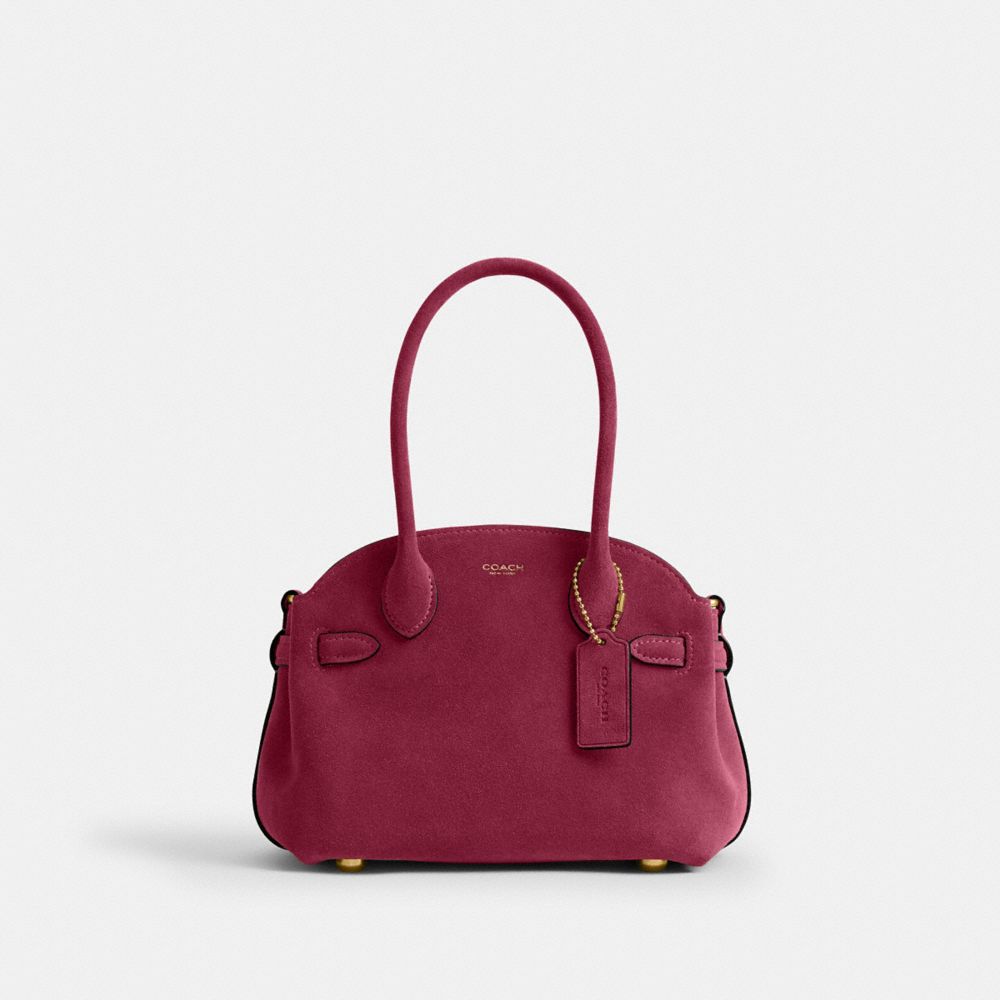 COACH®,Soft Empire Carryall Bag 21,Lining Synthetic,Calfskin Leather,Suede,Satchel,Metal Material,3D Embellishment,Pendant...,,Front View