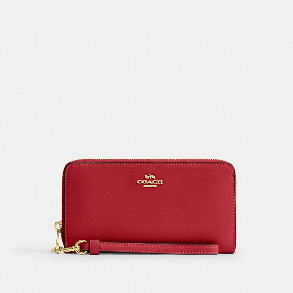 COACH®,Long Zip Around Wallet,Leather,Wristlet,Continental,Logo,Metal,Casual,,Front View