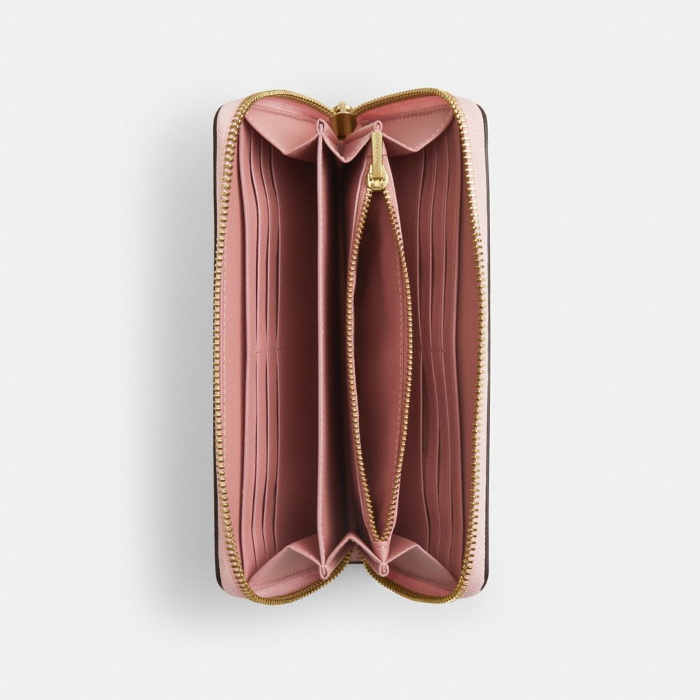 COACH®,Long Zip Around Wallet In Signature Canvas,Pink,Inside View,Top View