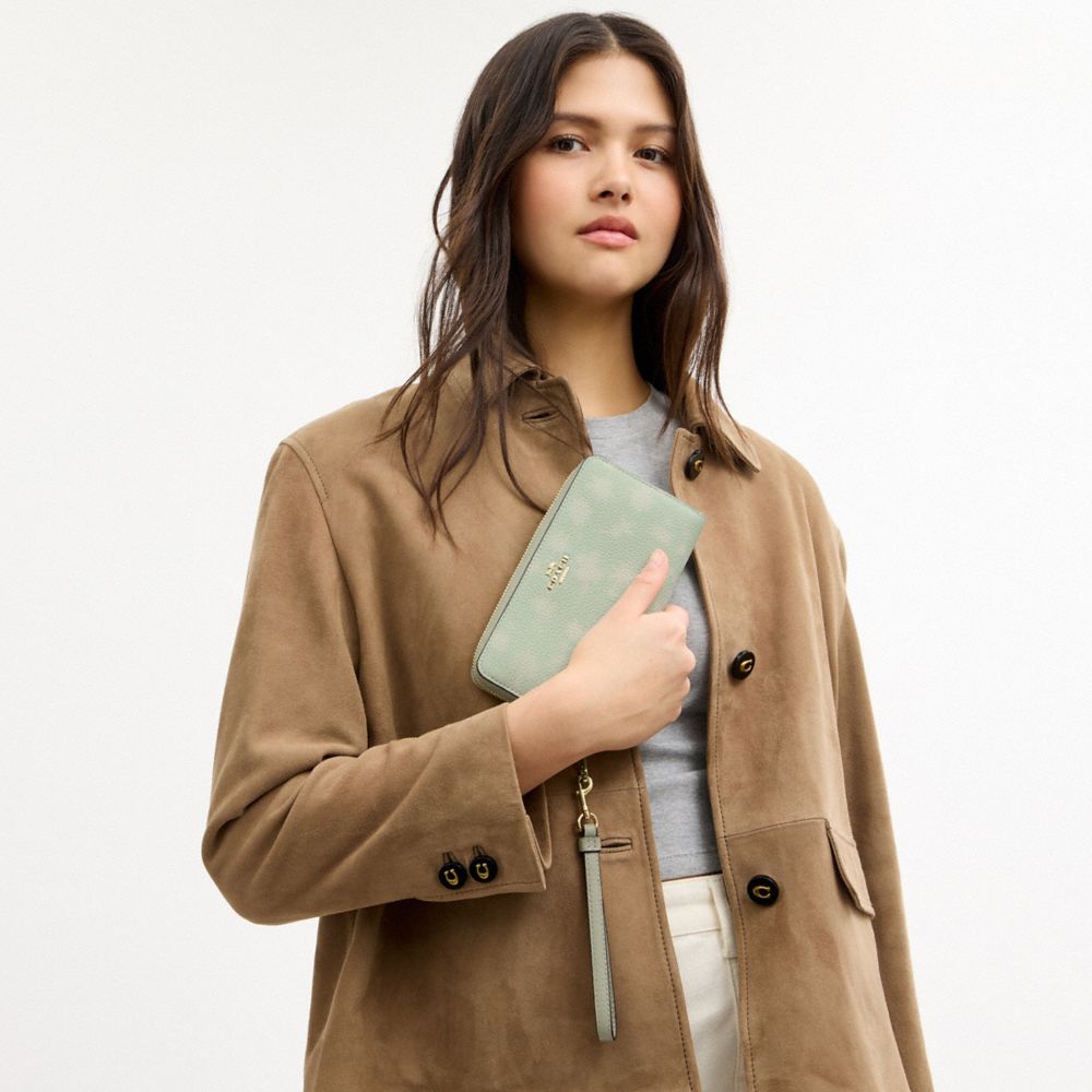 COACH®,Long Zip Around Wallet With Floral Print,,Detail View