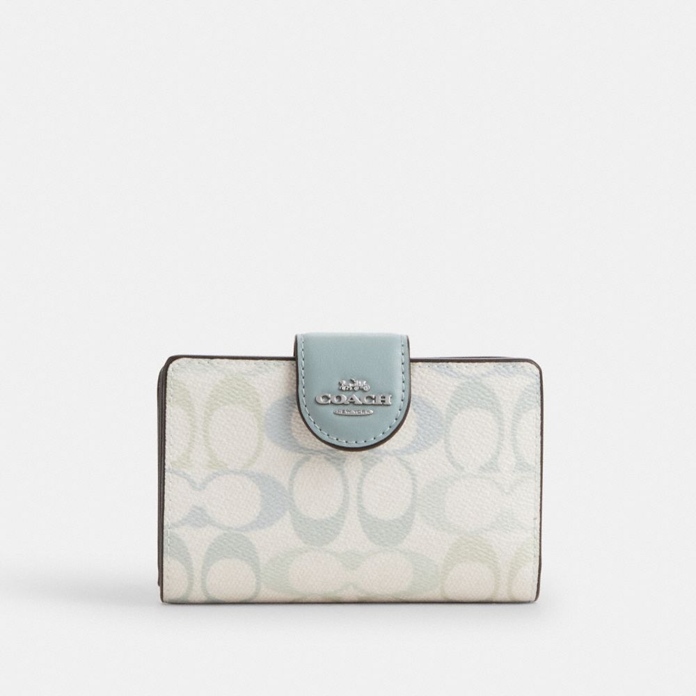 COACH®,Medium Corner Zip Wallet In Pretty Signature Canvas,,Front View