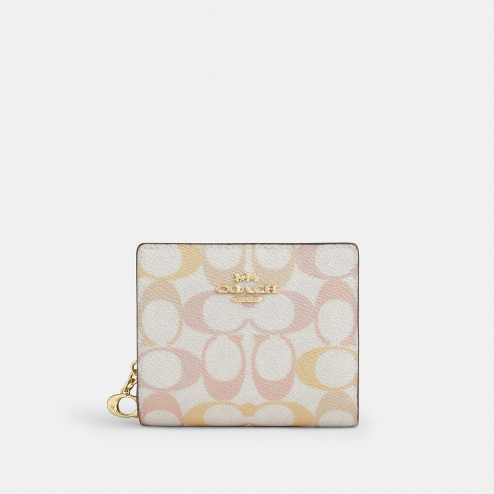 COACH®,Snap Wallet In Pretty Signature Canvas,,Front View