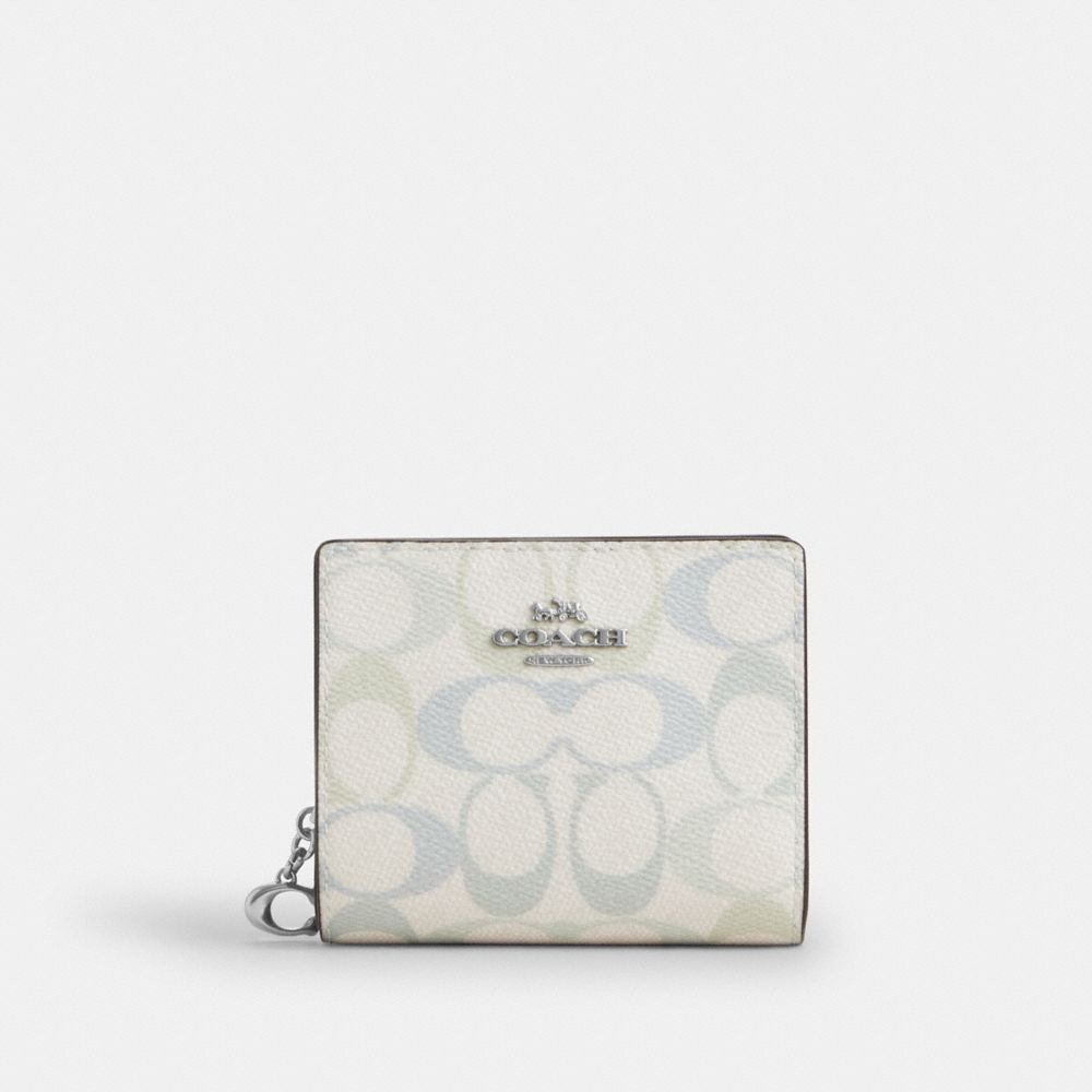 COACH®,Snap Wallet In Pretty Signature Canvas,,Front View