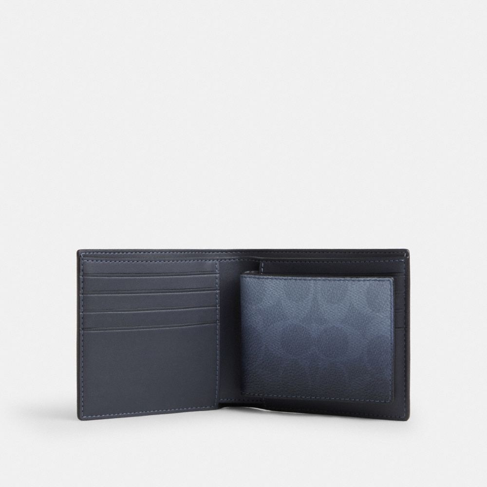 COACH®,3-In-1 Wallet In Ombre Signature Canvas,Navy,Inside View,Top View