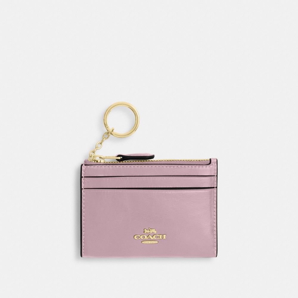 COACH®,Mini Skinny Id Case,Recycled Polyester,Leather,Coin,Card Case,Metal,Logo,Key Ring,Casual,,Front View